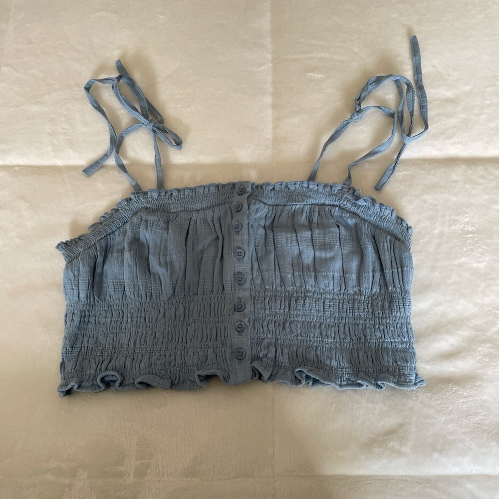 light blue button cropped tank